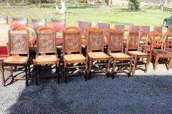 Set Of 6 Well Carved French Oak Dining Chairs