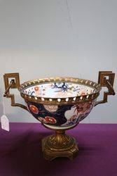 C19th Japanese Imari Bowl Mounted On Gilt Metal Stand