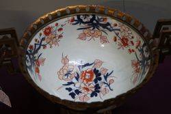 C19th Japanese Imari Bowl Mounted On Gilt Metal Stand