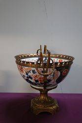 C19th Japanese Imari Bowl Mounted On Gilt Metal Stand