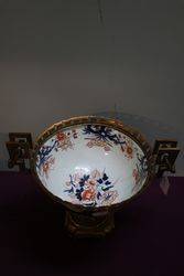 C19th Japanese Imari Bowl Mounted On Gilt Metal Stand