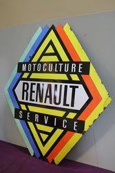 Motoculture Renault Service Enamel Sign 