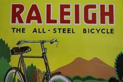 The Raleigh English Bicycles Pictorial Enamel Advertising Sign 