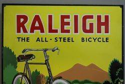 The Raleigh English Bicycles Pictorial Enamel Advertising Sign 