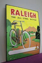 The Raleigh English Bicycles Pictorial Enamel Advertising Sign 