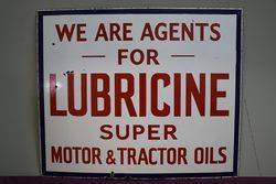 Lubricine Super Motor & Tractor Oils Agent Enamel Sign #