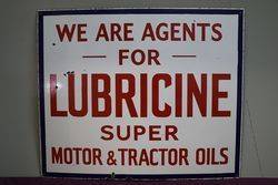 Lubricine Super Motor and Tractor Oils Agent Enamel Sign