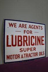 Lubricine Super Motor and Tractor Oils Agent Enamel Sign