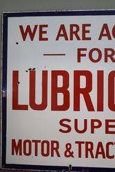 Lubricine Super Motor and Tractor Oils Agent Enamel Sign