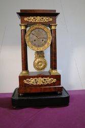 Antique Mahogany French Empire Portico Clock. #