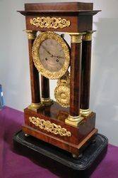 Antique Mahogany French Empire Portico Clock 