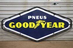 Goodyear Double Sided Enamel Advertising Sign With Metal Mount 