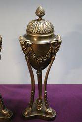 Quality Pair Of Antique Bronze Urns 