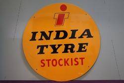 Round India Tyre Stockist Tin Advertising Sign #