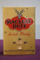  Macleay Duff Scotch Whisky Pub Advertising Calendar. #