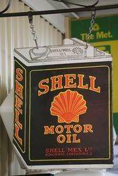 Shell Motor Oil Can Shaped  Hanging Enamel Advertising Sign 