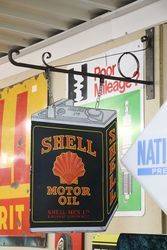 Shell Motor Oil Can Shaped  Hanging Enamel Advertising Sign 