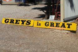 Greys Is Great Cigarette Enamel Advertising Sign 