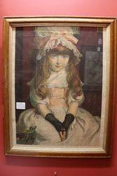 "Cherry Ripe" Victorian Print + Frame Painted By J.E.Millais , R.A  #