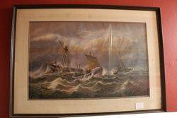 A Powerful Seascape Victorian Print Dated 1881#