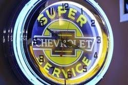 New Chevrolet Super Service  Neon Light Clock 