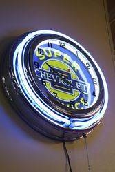 New Chevrolet Super Service  Neon Light Clock 