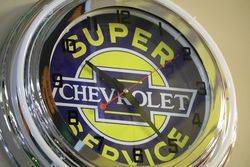 New Chevrolet Super Service  Neon Light Clock 