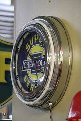 New Chevrolet Super Service  Neon Light Clock 