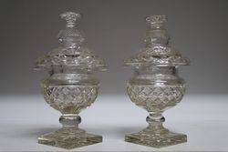 Pair Of Stunning C19th Cut Glass Covered Bowls 