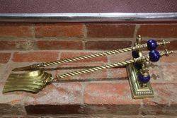 Antique Brass Chimney Fire Guard and Equipment 