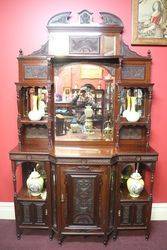 Antique Carved Mahogany Mirror Back Sideboard .#