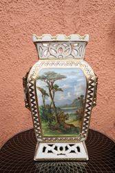 Antique Continental Hand Painted Vase C1870 #