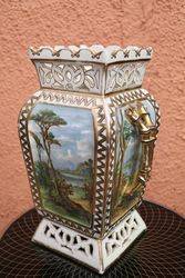 Antique Continental Hand Painted Vase C1870 