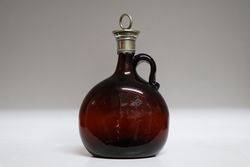 Victorian Amber Glass Flask & Stopper  #