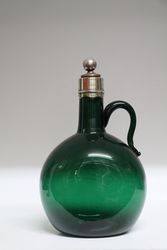 Victorian Green Glass Flask & Stopper #