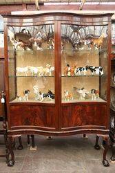 Early C20th Antique Serpentine Front Display Cabinet. # 