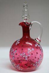 Antique C19th French Ruby Glass Wine Jug  #