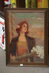 Wood Framed Nister's Fine Art Publications Advertisement. #