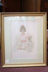 Framed Victorian Paint Charming Kate Dated 1888 