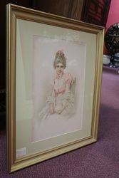 Framed Victorian Paint Charming Kate Dated 1888 