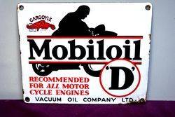 Rare Mobiloil Gargoyle D Enamel Sign.#