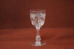 Victorian Etched Ogee Bowl Drinking Glass  #