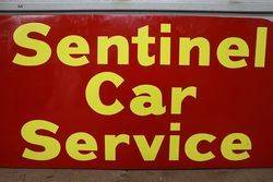 Sentinel Car Service Double Sided Tin Advertising Sign 