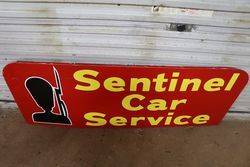 Sentinel Car Service Double Sided Tin Advertising Sign 