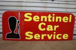 Sentinel Car Service Double Sided Tin Advertising Sign 