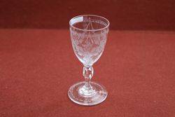 Antique Engraved Round Funnel Bowl Drinking Glass. #