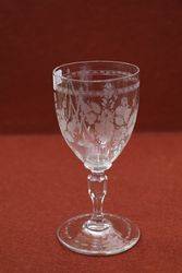 Late C19th Finely Engraved Round Funnel Bowl Wine Glass  #