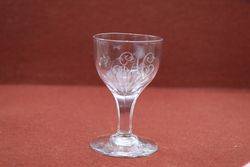 Victorian Engraved Ovoid Bowl Drinking Glass  #