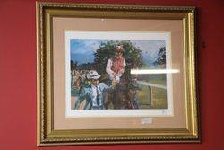 Framed Limited Edition Horse Racing Print  By Claire Eva Burton #