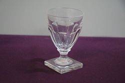 Early Faceted Incurved Bowl Square Base Glass